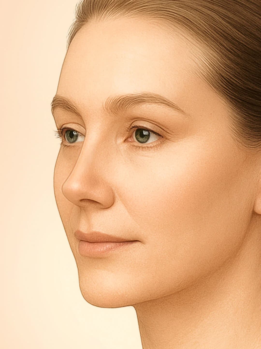 Three-quarter view illustration of nasal proportions used in rhinoplasty planning