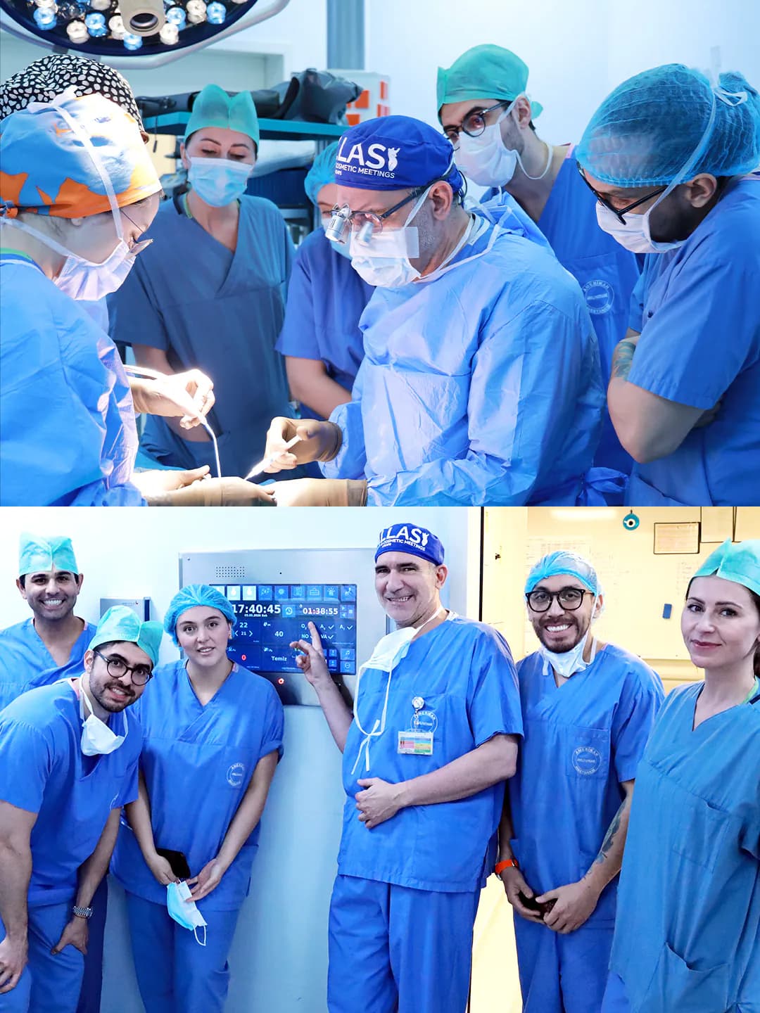 Teoman Dogan, MD PhD teaching visiting surgeons in the operating room with his surgical team