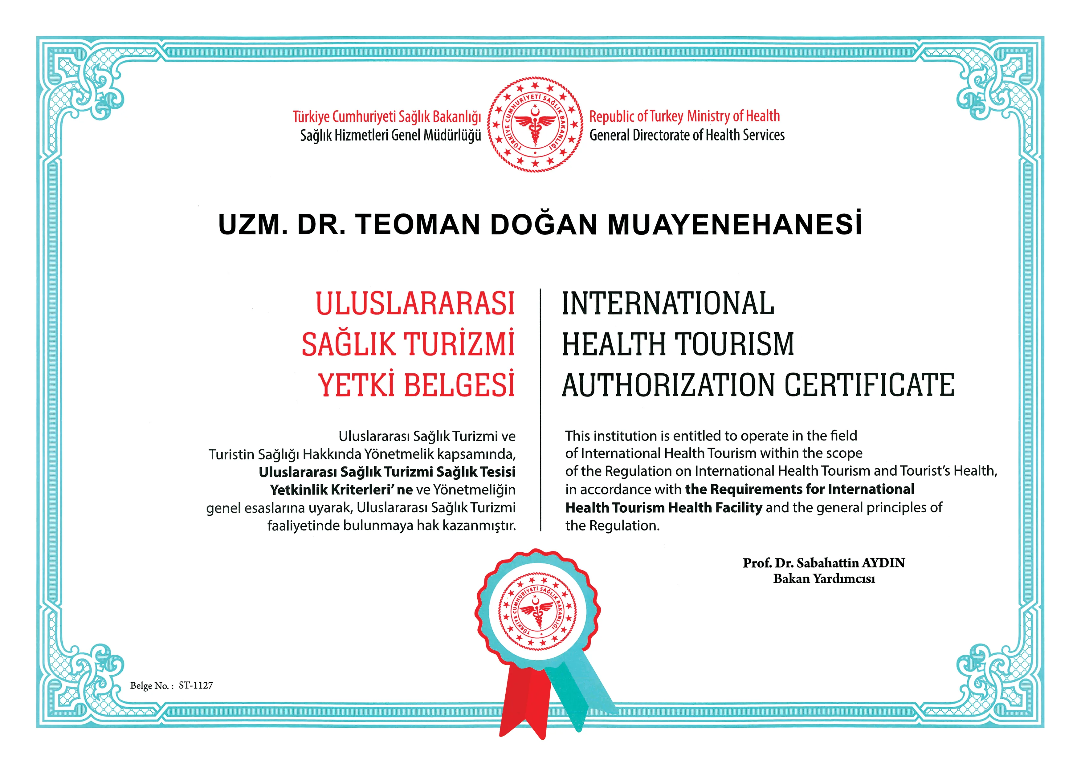 Health Tourism Authorization Certificate